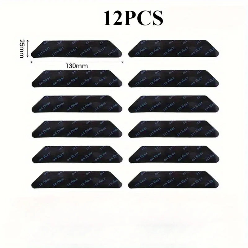 12-Pack Washable Non-Slip Rug Grippers | Anti-Curl Carpet Stickers