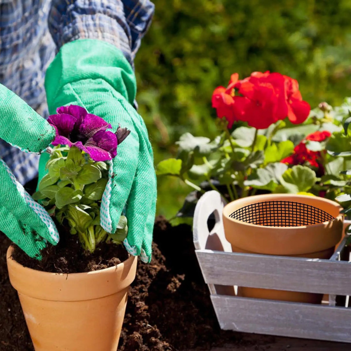Flower Pot Drainage Mesh Pads 5-Pack | Cuttable Fiberglass Mat