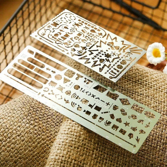 2-Pack Vintage Stainless Steel Stencil Templates Portable Hollow Peaceful Pleasures Health and Wellness 2pcs