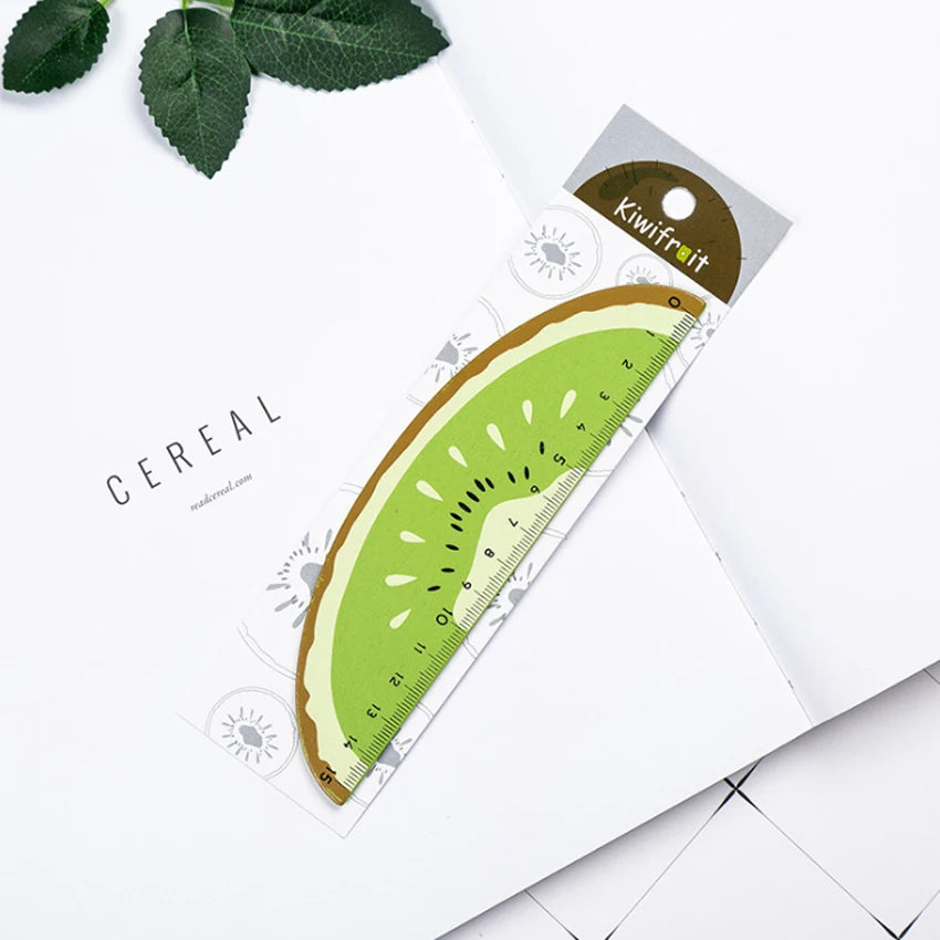 Kawaii Fruit Wooden Ruler 15cm – Cute Cartoon Stationery Gift