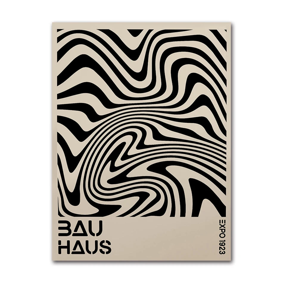 Abstract Bauhaus Style Geometric Wall Art Posters Prints Picture Vintage Black Beige Line Canvas Paintings For Modern Home Decor Peaceful Pleasures Health and Wellness 60536-06 40x60cm Unframed