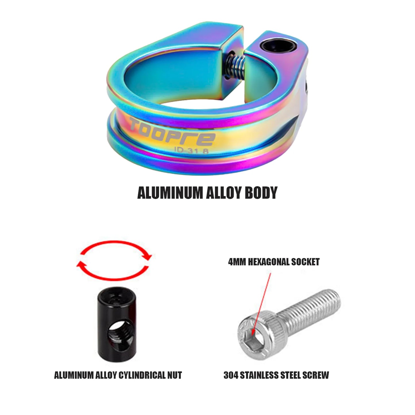 Aluminum Alloy Road Bike Seat Clamp Bicycle Seatpost Collar Clamp Tube Clips Gift for Cycling Enthusiasts Peaceful Pleasures Health and Wellness