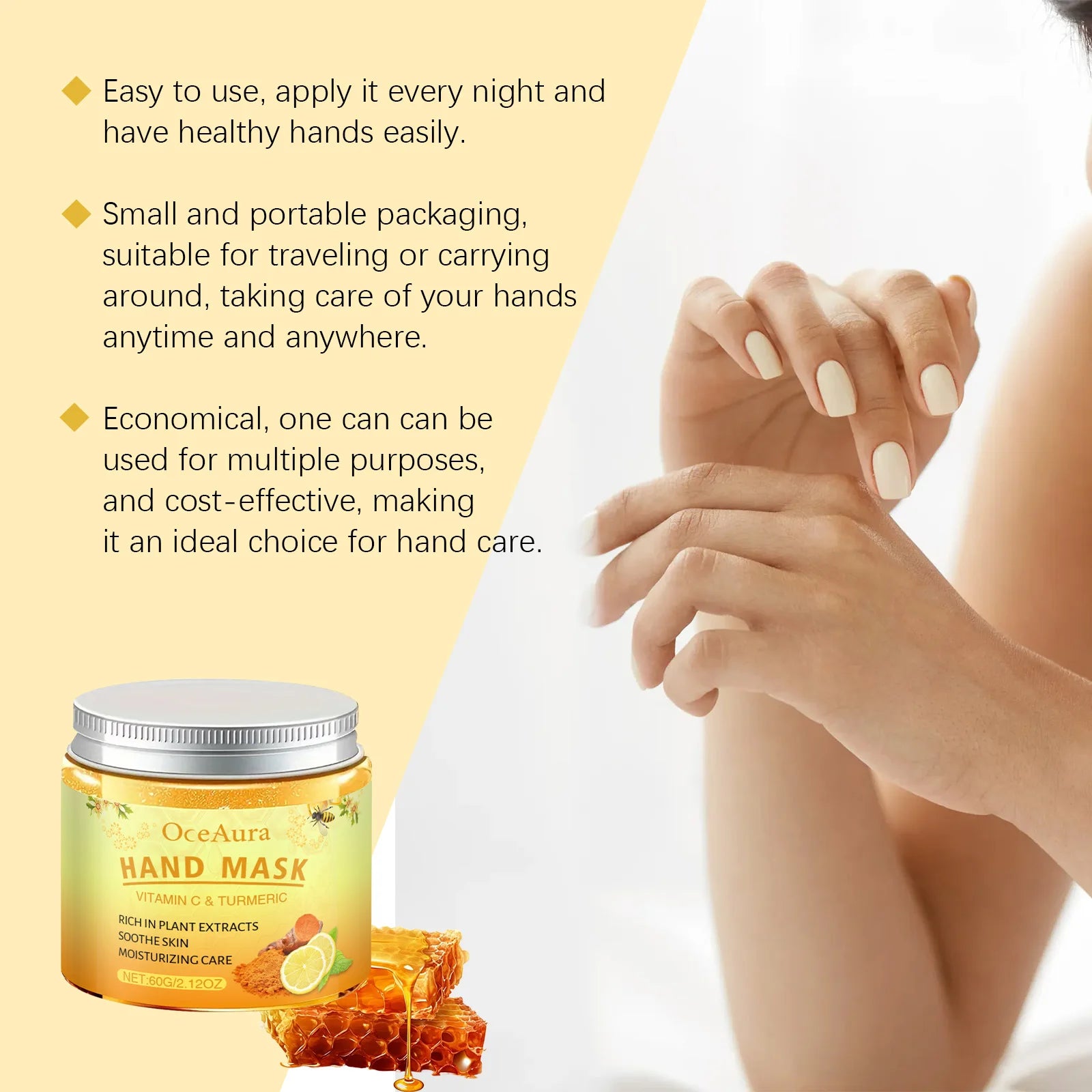 Vitamin C Turmeric Peel Off Hand Mask Moisturizing Nourishing Smoothing Skin Hydrating Improve Roughness Hand Skin Care Peaceful Pleasures Health and Wellness