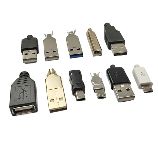 10Pcs USB Connectors Type B/Micro/Mini/USB2.0 Type A Male Female Assembly Adapter DIY Soldering Repair Data Charging Plug Socket Peaceful Pleasures Health and Wellness