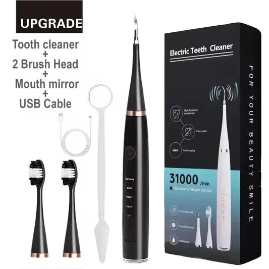 Sonic Electric Toothbrush 3-in-1 for Tartar Removal Teeth Whitening Oral Care with USB Charging and Replaceable Brush Head Peaceful Pleasures Health and Wellness Black