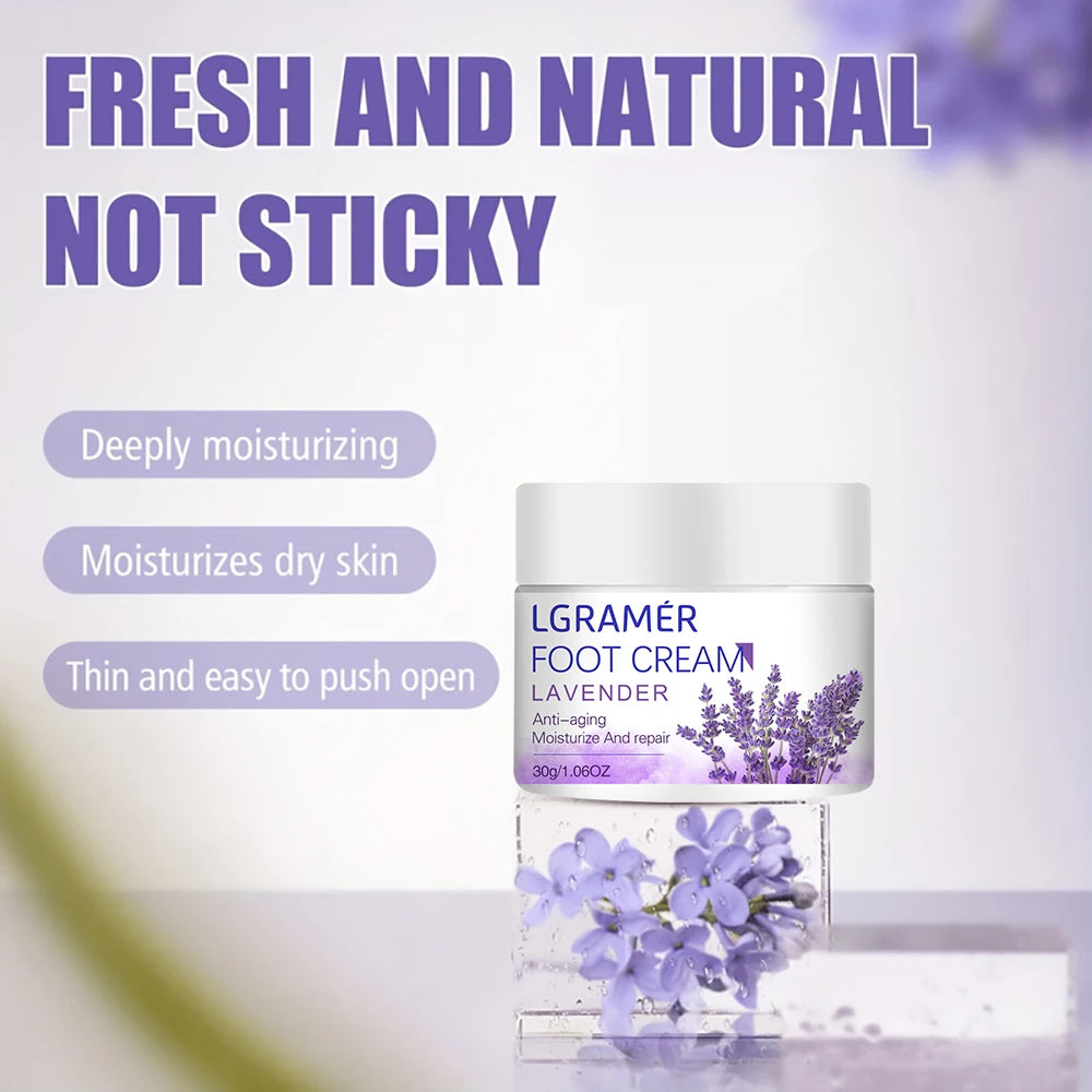 Lavender Foot Cream for Cracked Dry Rough Feet and Heels Provides Intense Nourishment and Hydration To Repair and Soften Skin Peaceful Pleasures Health and Wellness