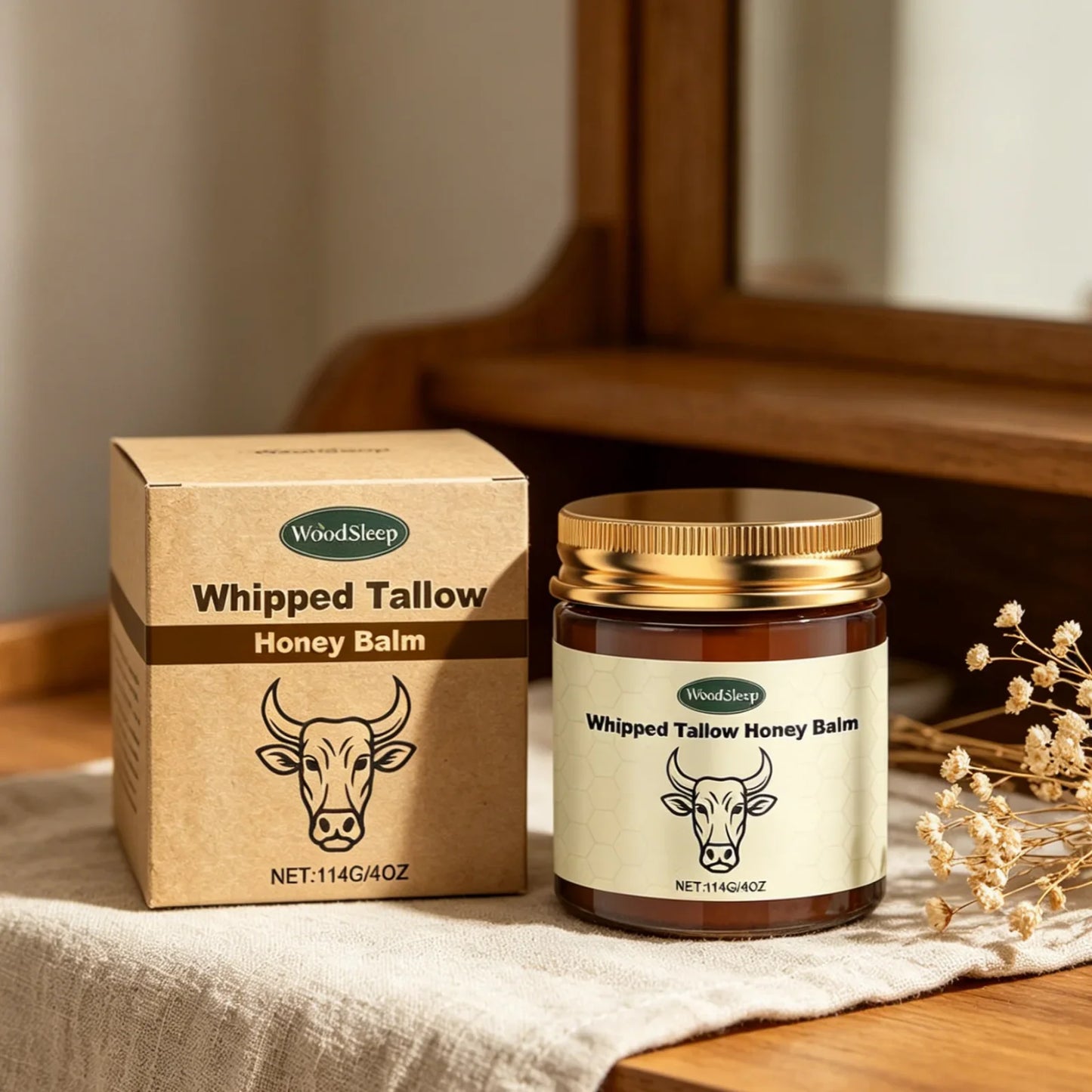 WoodSleep Whipped Tallow Honey Balm – Deep Skin Moisturizer