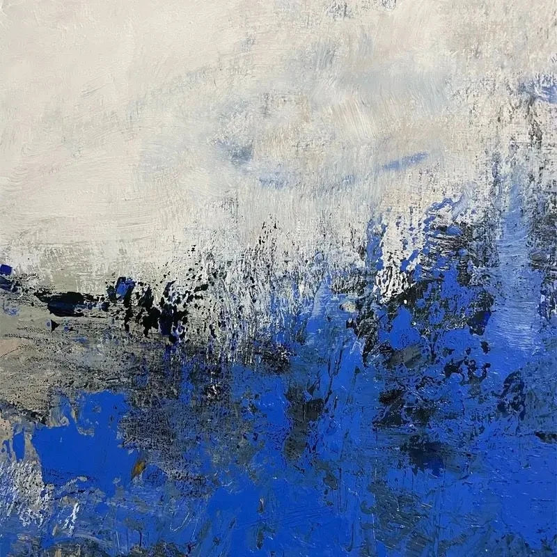 Blue Gray Abstract Hotel Hanging Painting,Handmade Canvas Oil Painting,Hanging Picture Poster,Wall Decor,Living Room,Aisle Offic Peaceful Pleasures Health and Wellness