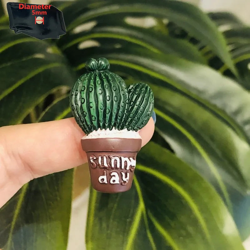 1PCS Resin Sunny Day Cute Mini Plant Succulent Potted Plant Fridge Magnetic Decoration Refrigerator Magnets Sticker Gift Peaceful Pleasures Health and Wellness 7