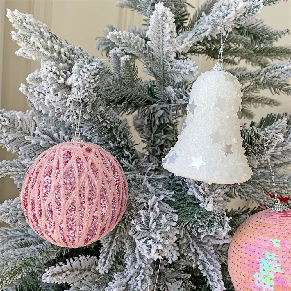 Elegant Pink Foam Christmas Ball Ornament – 10cm Holiday Decor