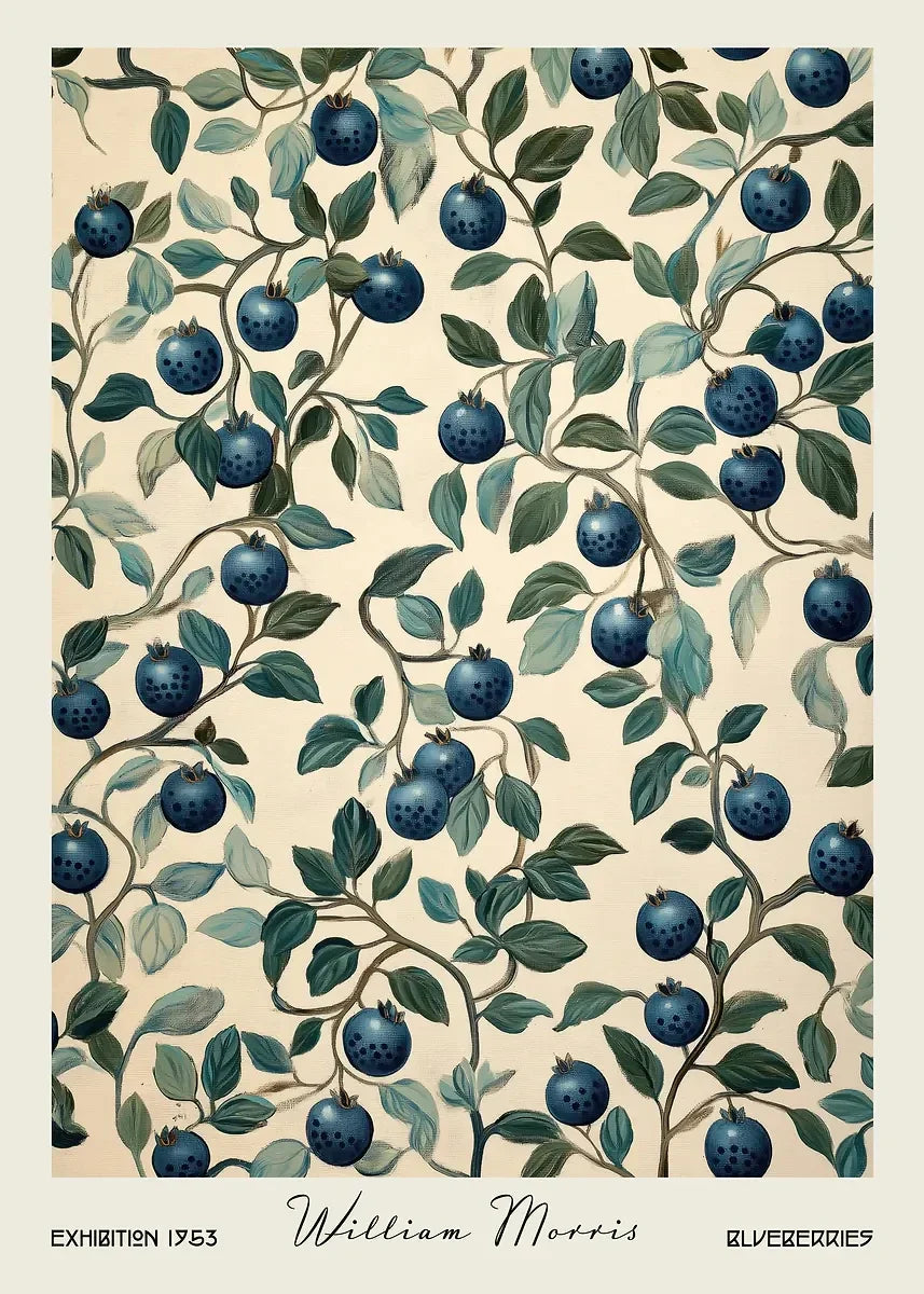 William Morris Retro Kitchen Fruit Canvas Wall Art | Dining Decor