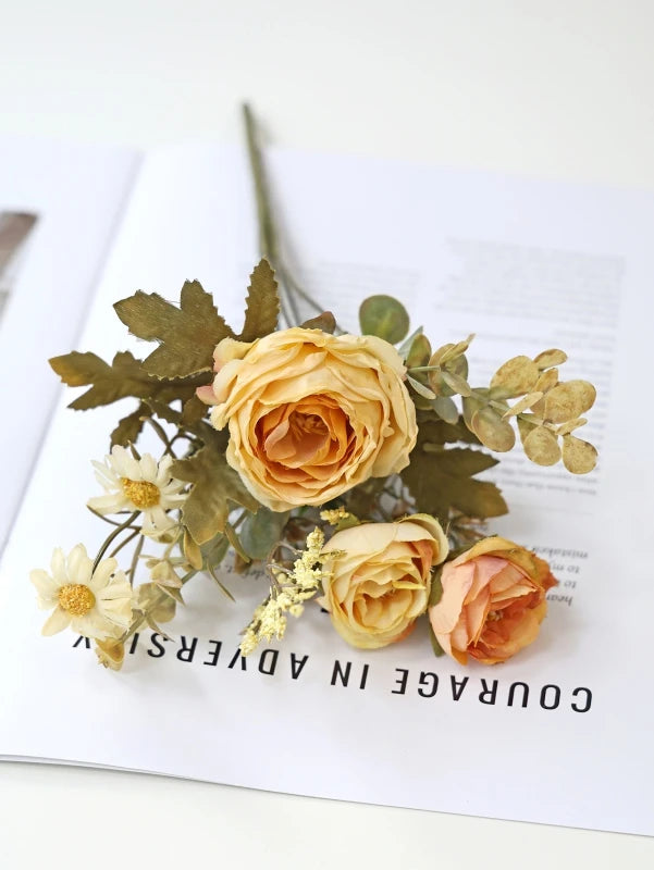 Silk Rose & Sunflower Artificial Bouquet | Wedding & Home Décor