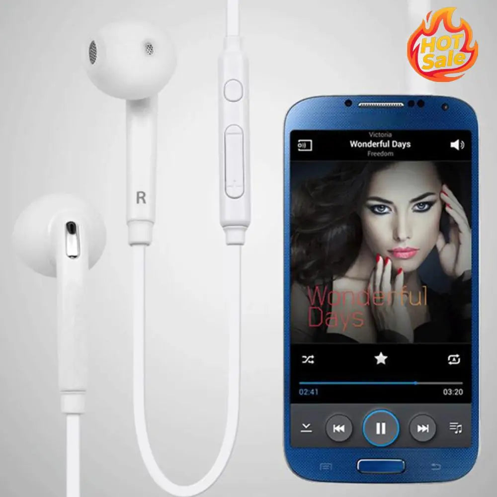 3.5mm Flat Wired Earbuds – Stereo In-Ear Headset with Mic