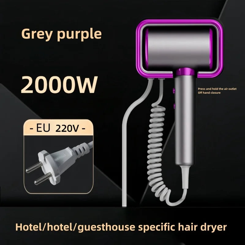 Source Factory Hotel Dedicated Hair Dryer Hotel Wall Mounted Toilet No Punching High Power Silent Hair Dryer 220V Peaceful Pleasures Health and Wellness Grey purple-220V UK
