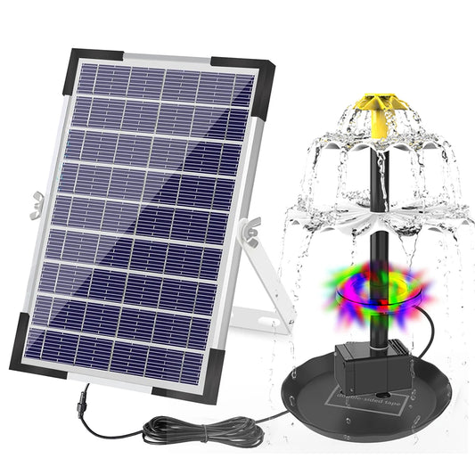 Solar Fountain Pump for Bird Bath with LED Lights Solar Powered Water Fountain Pump for Garden Pond Pool Fish Tank Aquarium Peaceful Pleasures Health and Wellness
