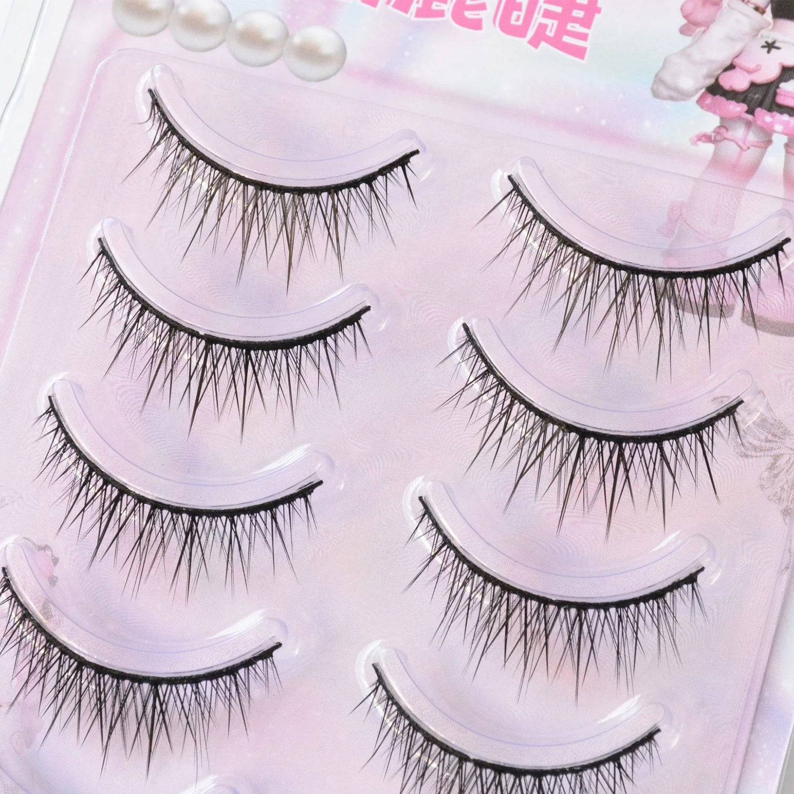 5 Pairs Cosplay False Eyelashes Wispy Eyelash Extension Enlarge Your Eyes With Hard Band Natural Makeup Party Daily Korean Style Peaceful Pleasures Health and Wellness
