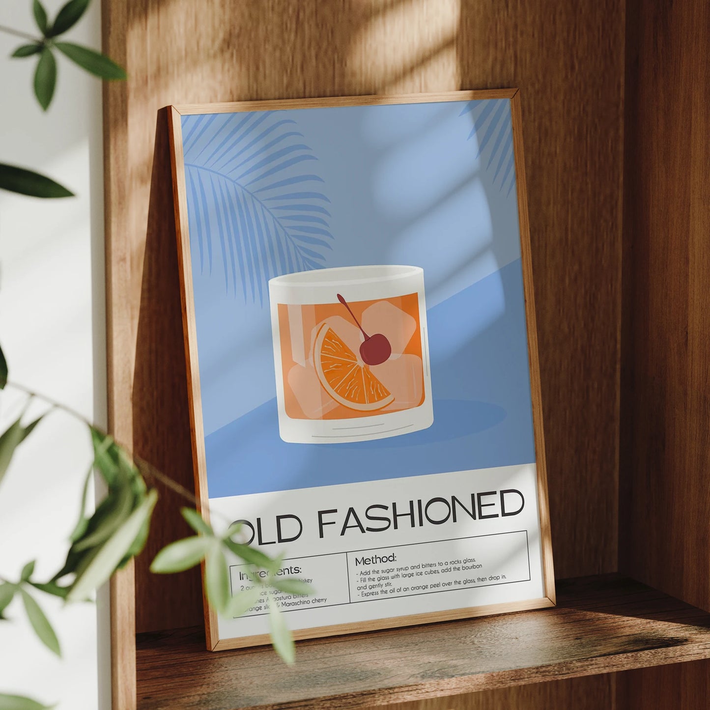 Minimalist Old Fashioned Cocktail Canvas Wall Art | Bar Decor Canvas Wall Art Peaceful Pleasures Health and Wellness