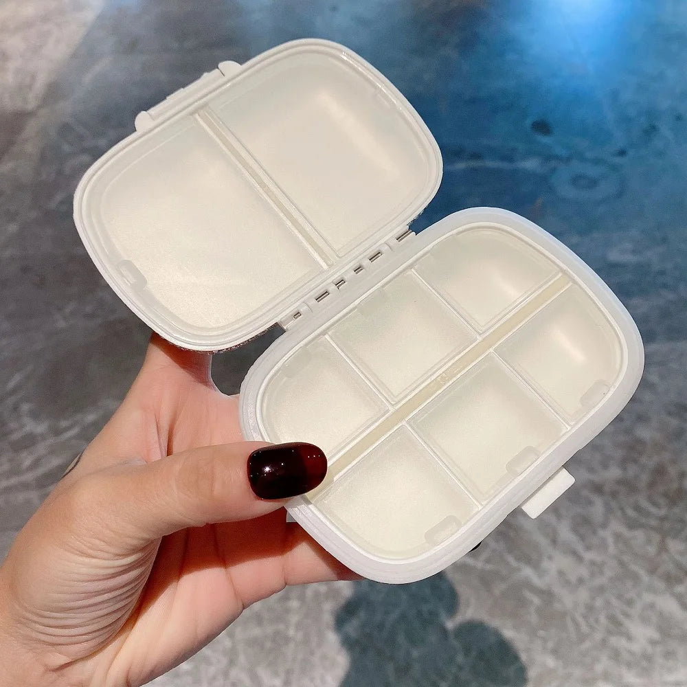 Portable Vitamin Pill Box Cases Organizer Tablet for 7 Days 8 Grids Travel with Large Compartments for Medicine Fish Oils Peaceful Pleasures Health and Wellness