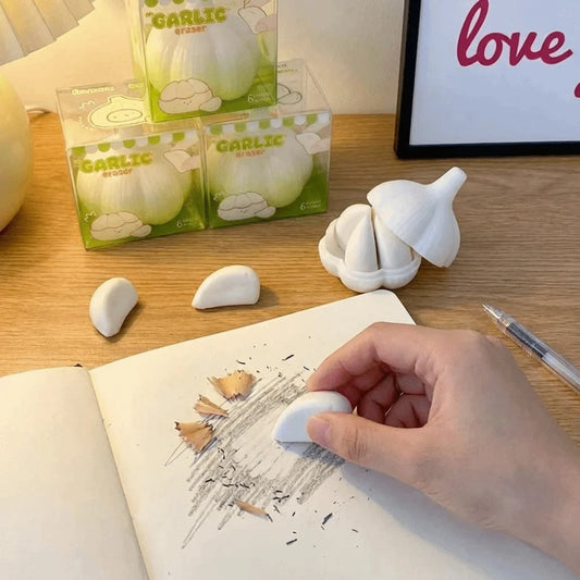 Garlic Shaped Novelty Rubber Eraser – Funny Cute Stationery Novelty Eraser Peaceful Pleasures Health and Wellness
