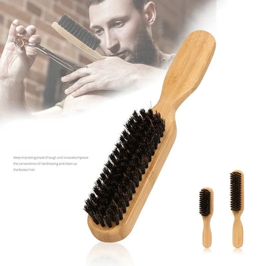 Wood Handle Boar Bristle Cleaning Brush Hairdressing Beard Brush Anti Static Barber Hair Styling Comb Shaving Tools for Men Peaceful Pleasures Health and Wellness