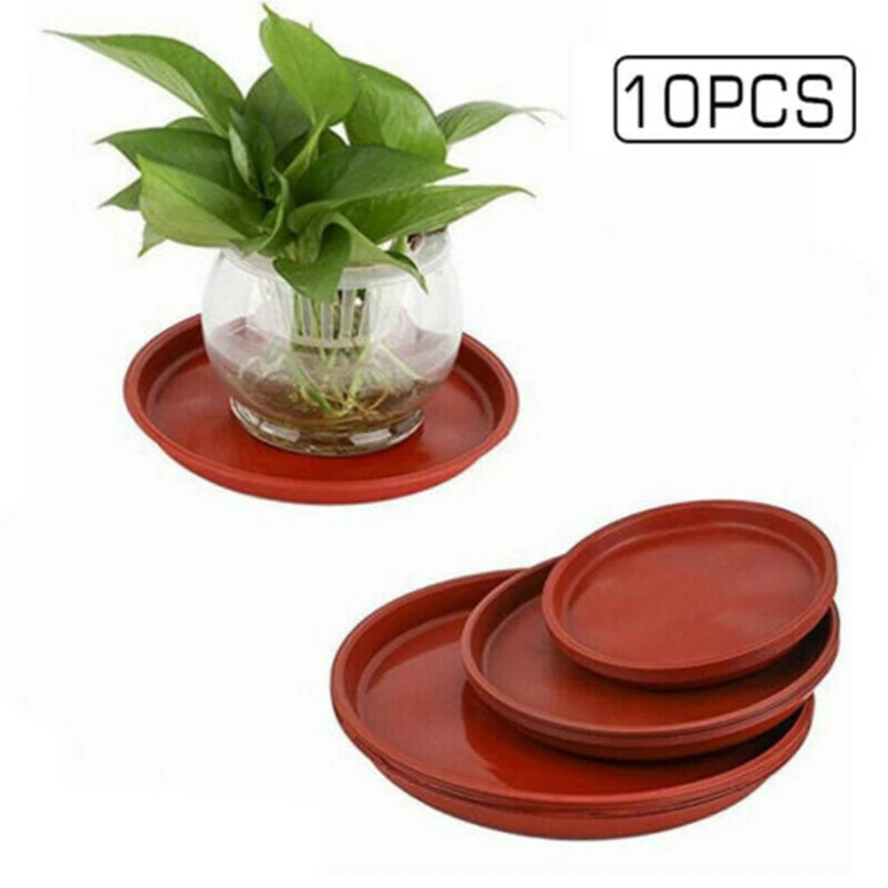 10-Pack Round Plastic Plant Saucer Drip Trays | Pot Water Base