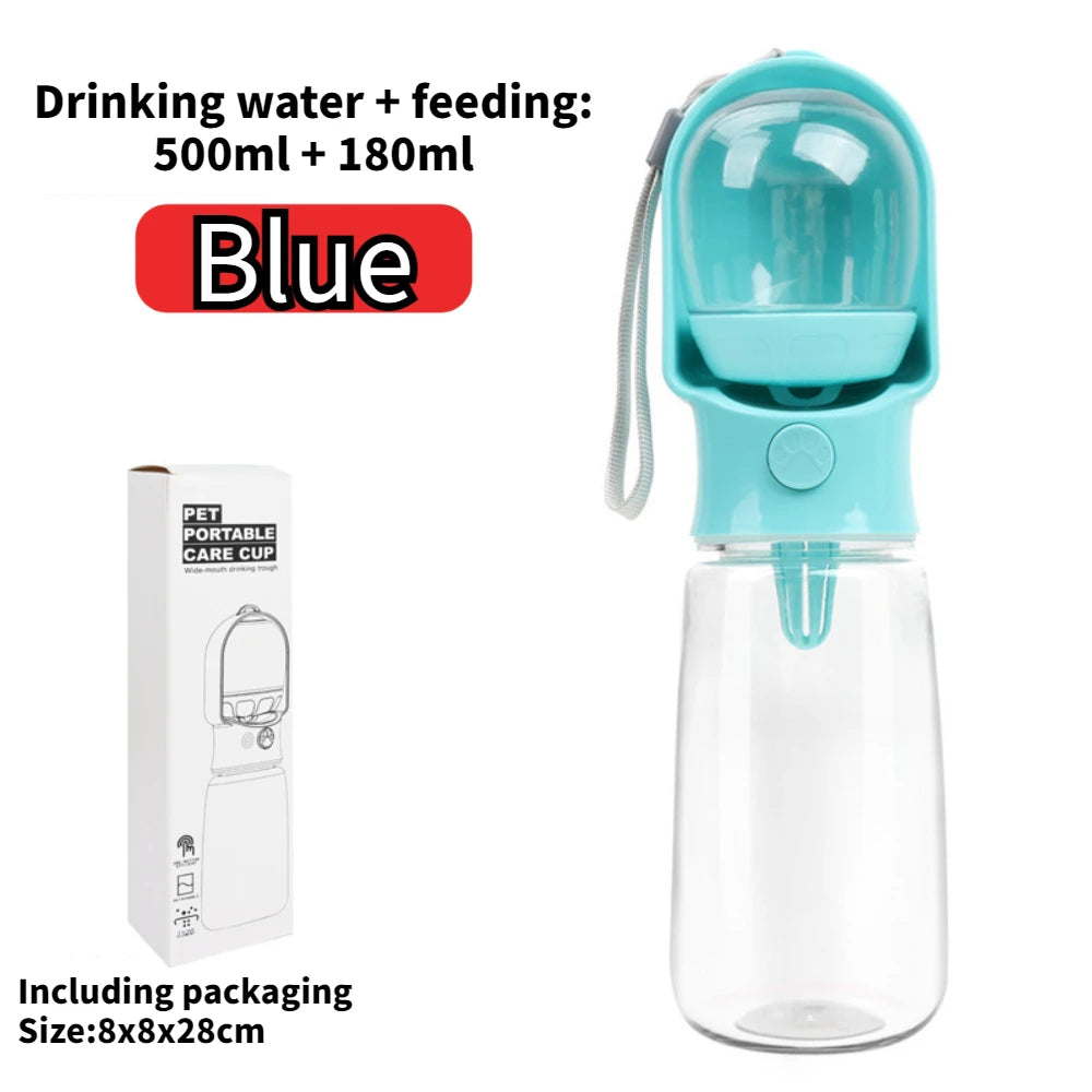 Portable Dog Cat Water Bottle with Storage Food and Water Container for Puppy Pets dogs Feeder Bowl Outdoor Travel Pet supplies Peaceful Pleasures Health and Wellness Blue