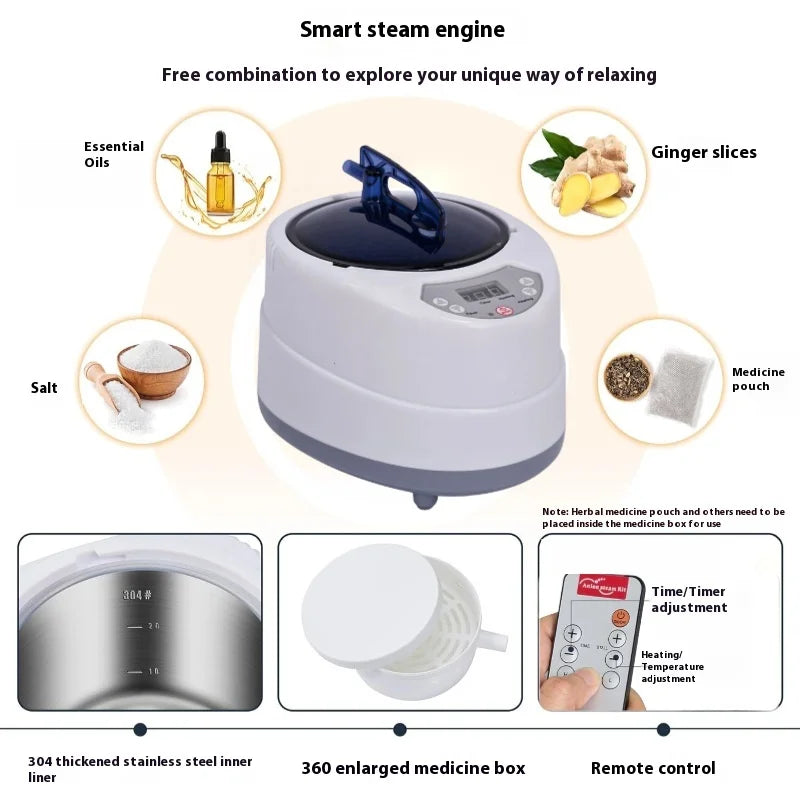 Steam Sauna Home Portable Sauna Spa 2L 1000W STEAM BATH Slimming Household Sauna Box Ease Stainless steel pipe support Peaceful Pleasures Health and Wellness