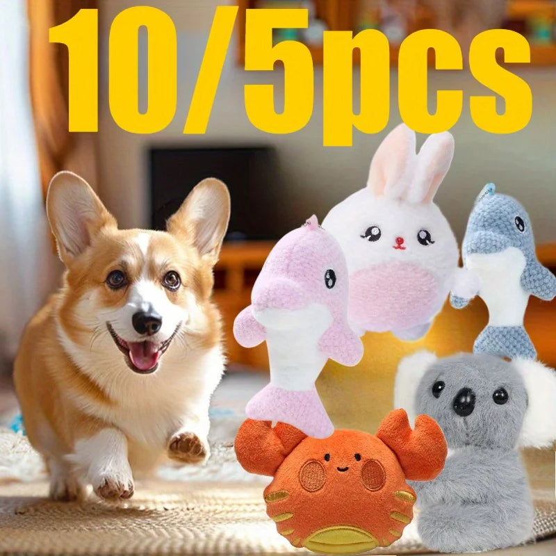 Dog Molar Teeth Cleaning Cotton Rope & Plush Toy Set 5/10pcs