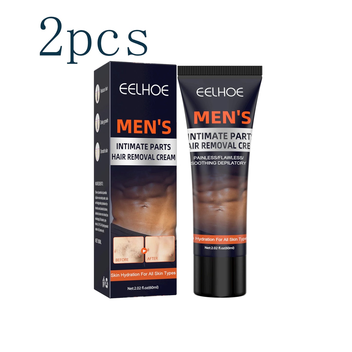 Eelhoe Men's Hair Removal Cream – Chest, Armpit & Legs 60ml