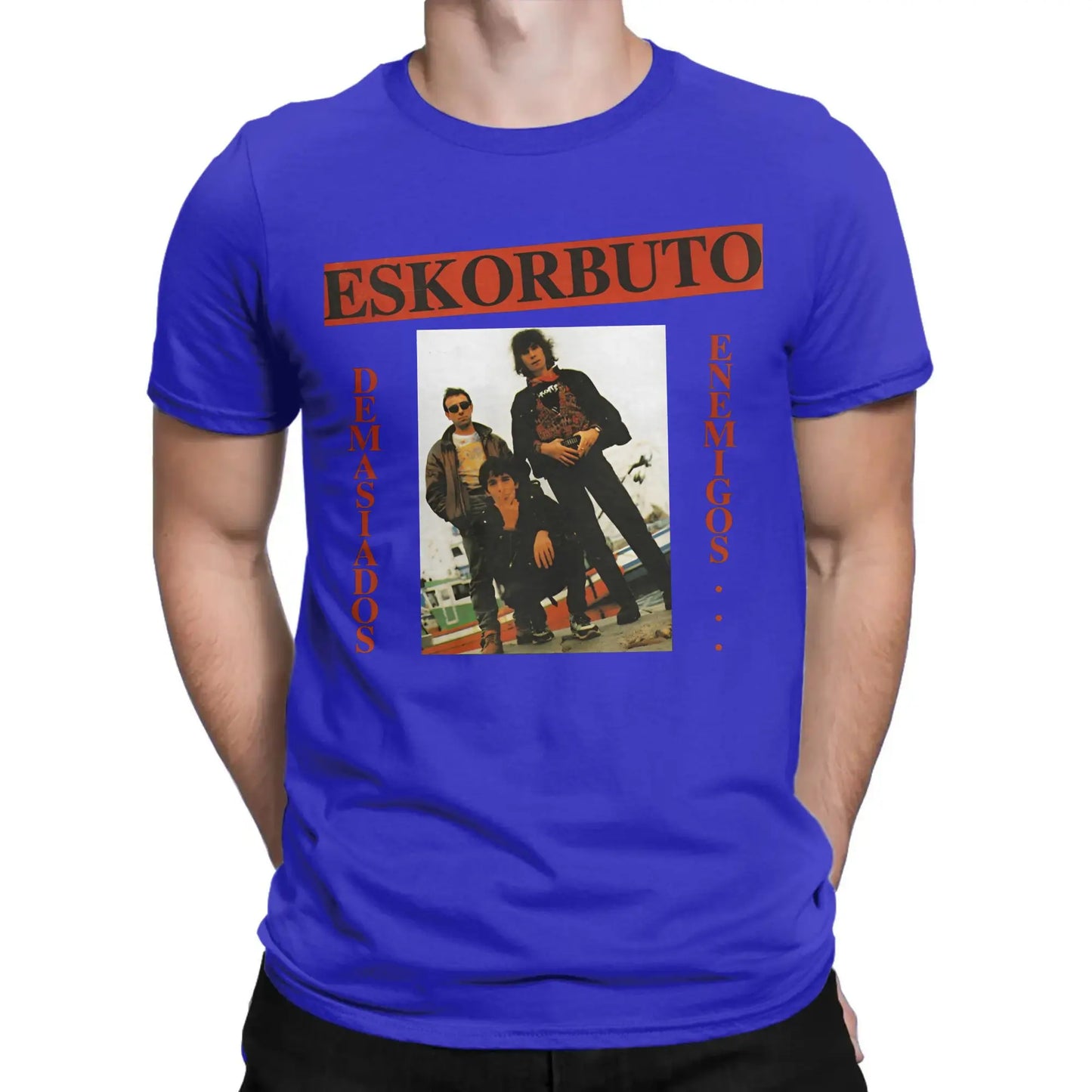 Eskorbuto T-Shirt for Men Band Fashion Pure Cotton Tee Shirt Crew Neck Short Sleeve T Shirt Graphic Printed Clothing Peaceful Pleasures Health and Wellness Blue XL