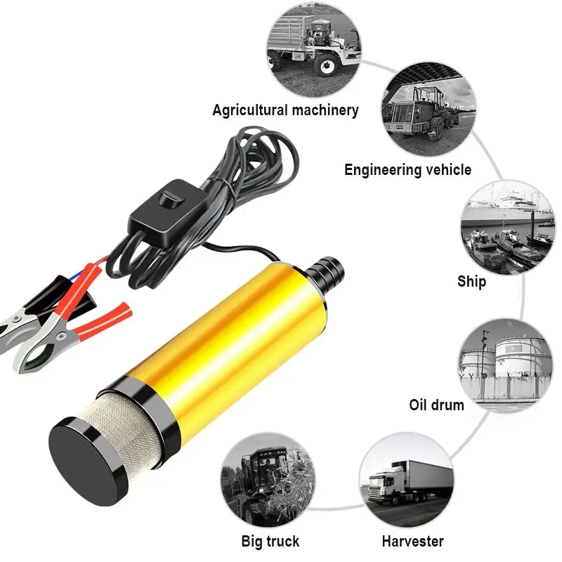 Car Electric Oil Pump DC 12V For Auto Pumping Diesel Oil Water Submersible 12L / Min Fuel Transfer Pump Aluminum Alloy Shell Peaceful Pleasures Health and Wellness