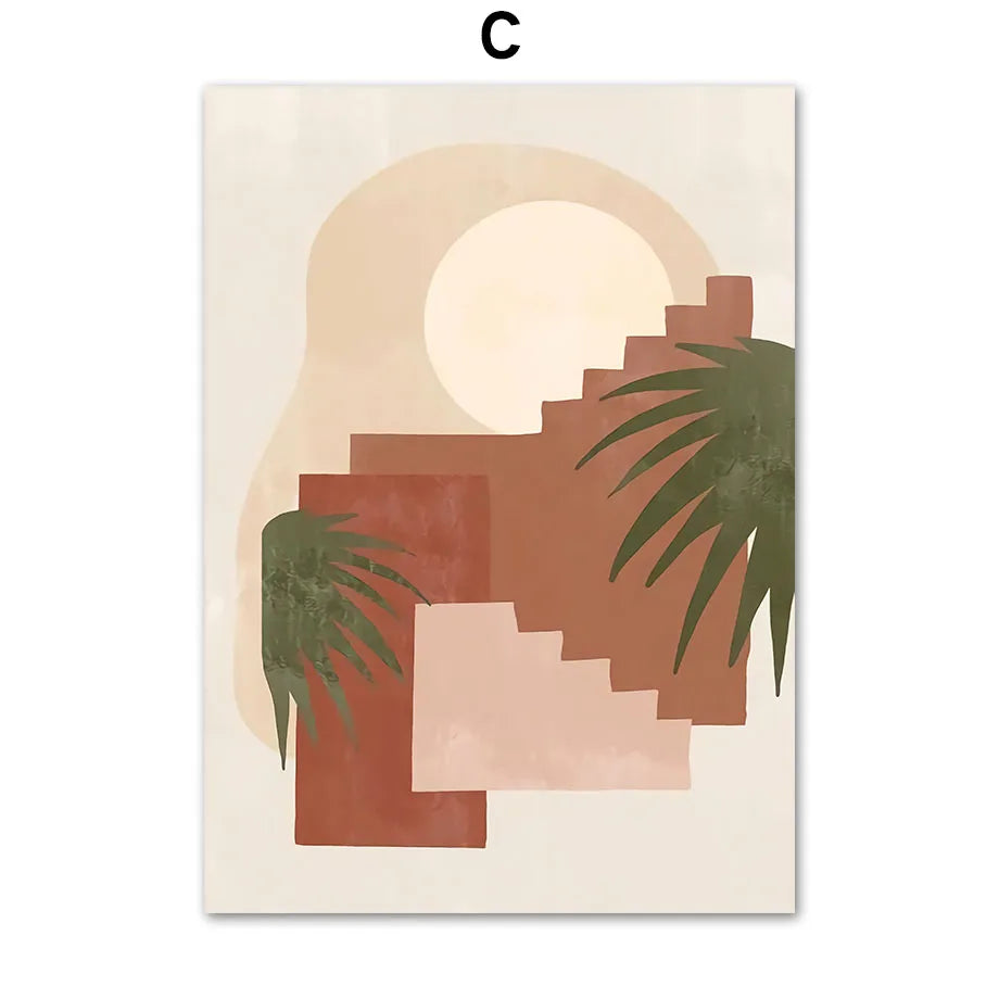 Boho Sage Leaves Plants Posters Abstract Artwork Geometric Wall Art Canvas Painting Nordic Art Poster For Living Room Home De Peaceful Pleasures Health and Wellness C 20x30cm Unframed