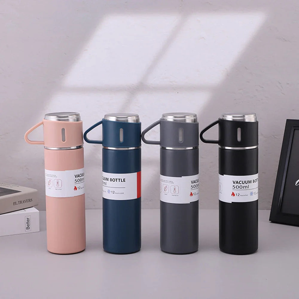 304 Stainless Steel Thermos Gift Set | 3 Lids, Hot & Cold