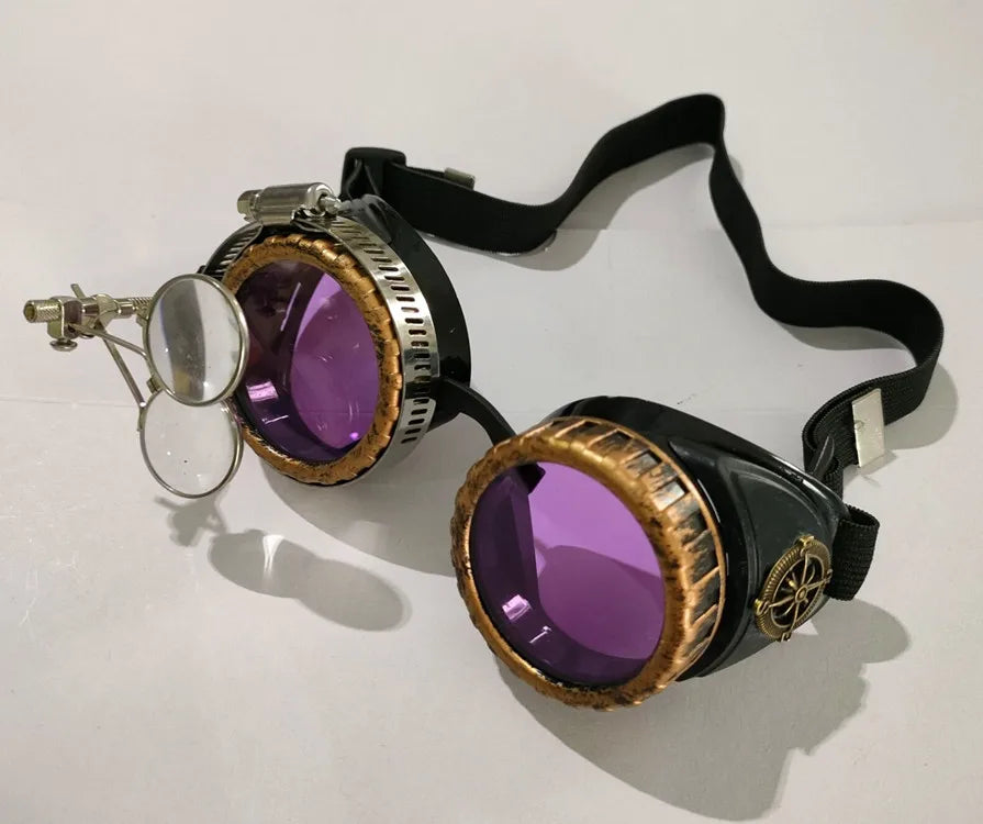 Steampunk Vintage Glasses Magnifying Glass Props Goggles Peaceful Pleasures Health and Wellness Blue
