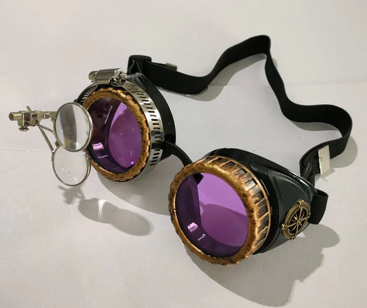 Steampunk Vintage Glasses Magnifying Glass Props Goggles Peaceful Pleasures Health and Wellness Blue
