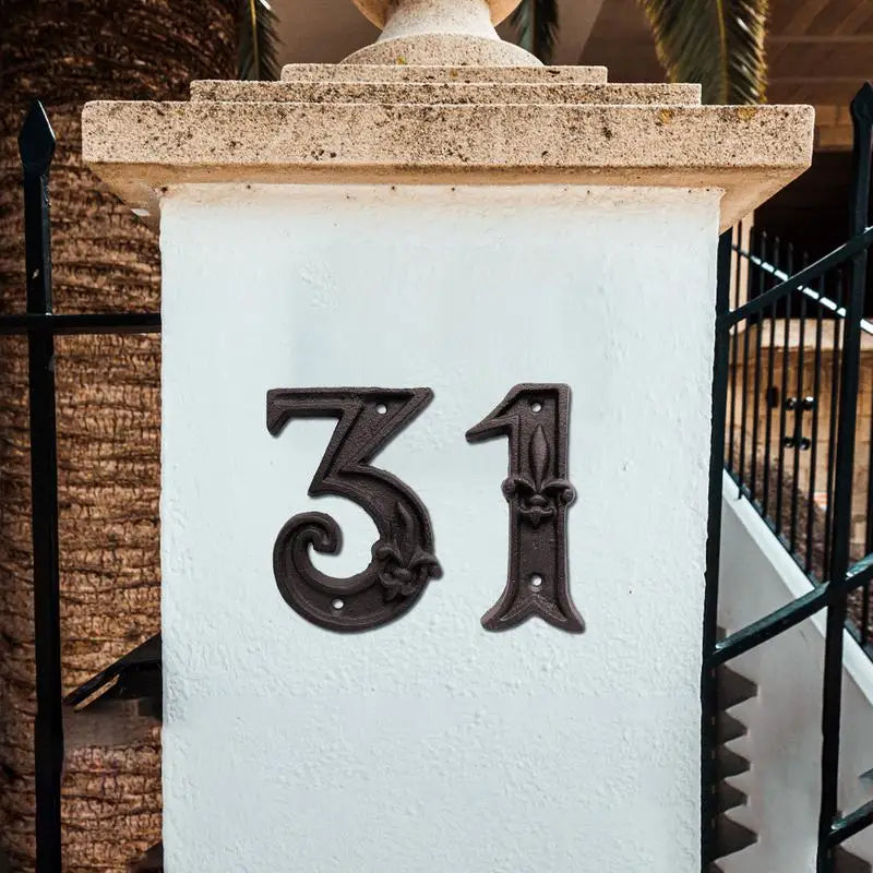 Unique House Number Cast Iron Metal Antique Doorplate Address Numbers Apartment Street Address Plaque Decor Attractive Peaceful Pleasures Health and Wellness