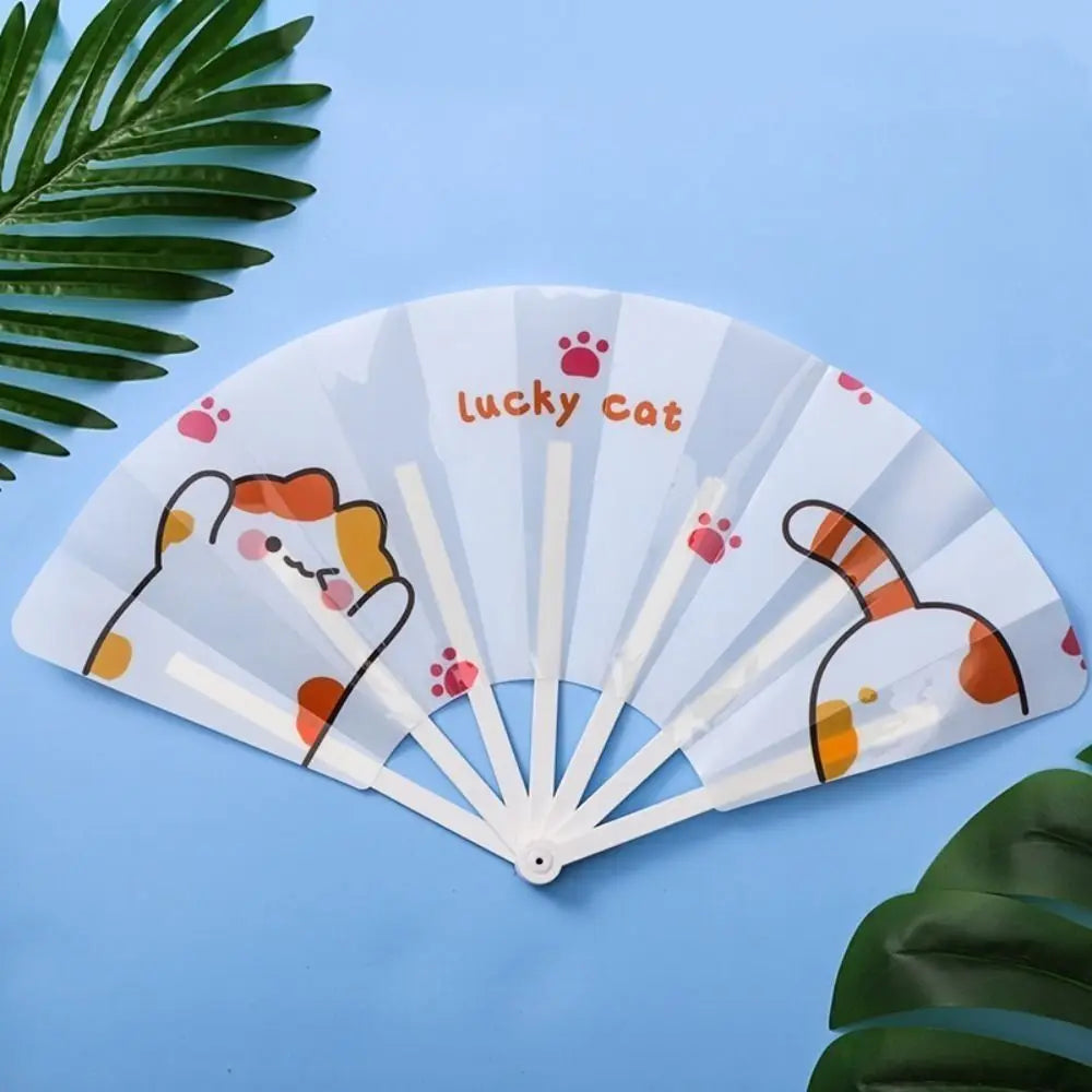 Portable Cartoon Folding 7-fold Fan Gifts PP Hand Held Fan Home Decoration Plastic Cartoon Folding Fan Peaceful Pleasures Health and Wellness 8