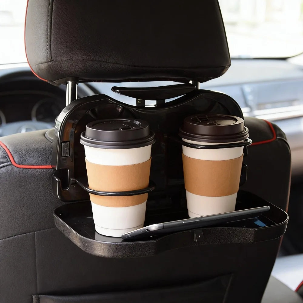 Foldable Car Backseat Tray Table with Cup Holder & Storage