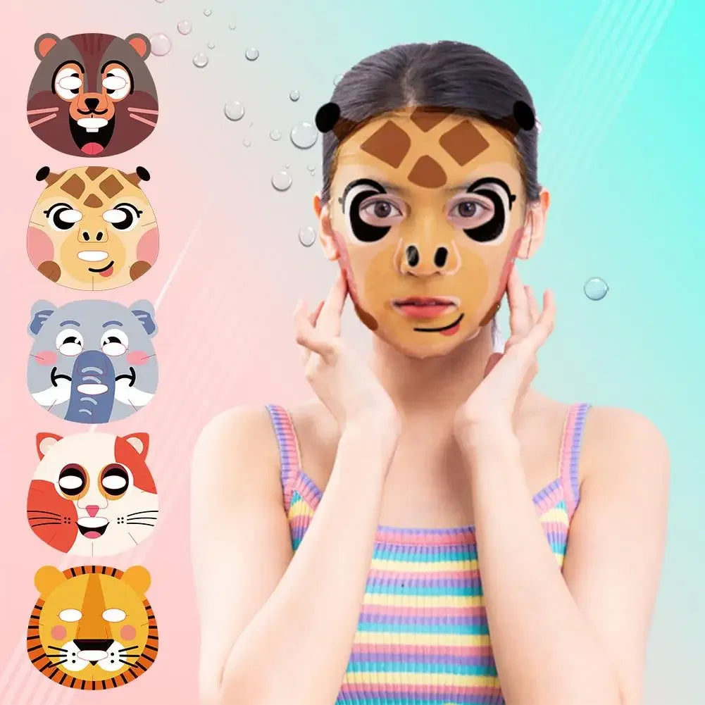 Cute Animal Character Sheet Masks, Deep Moisturizing Soothing Face Masks for Kids Teens Women Girls Night Party Skin Care Spa Peaceful Pleasures Health and Wellness
