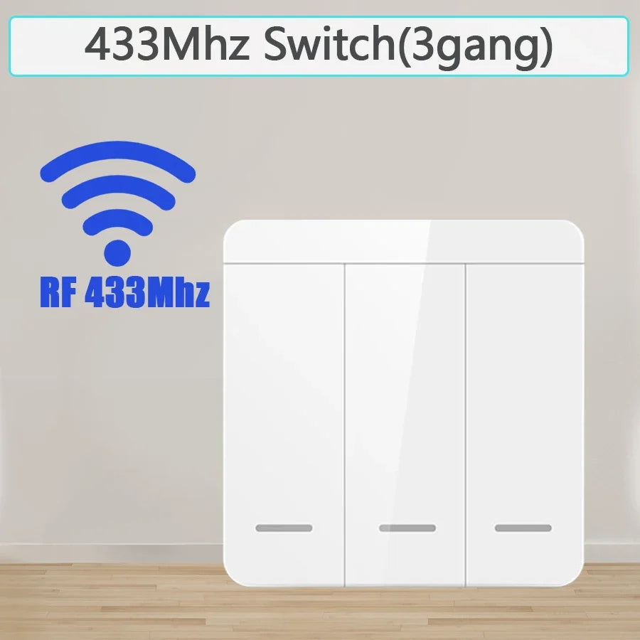 Wireless Light Switch Receiver RF 433MHz Remote Control Light 1/2/3 Gang Wall Panel Switch for LED Light Bulb Chandelier 10A Peaceful Pleasures Health and Wellness 3Gang switch