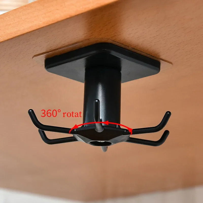 Kitchen Hooks Rotating Storage Rack Without Punching Wall-Mounted Kitchenware Supplies Gods Multifunctional Shelves Peaceful Pleasures Health and Wellness