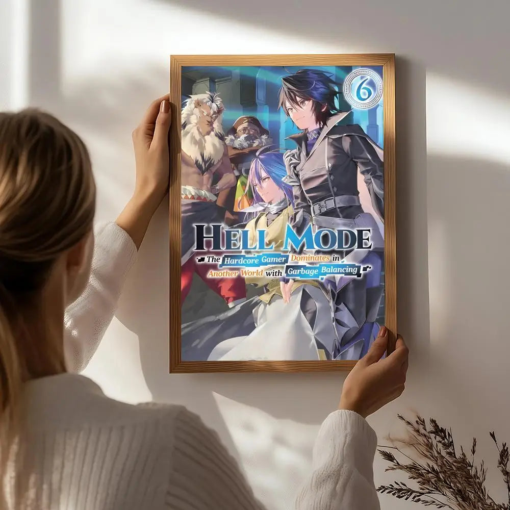 Novel H-Hell Mode Poster HD Self Adhesive Waterproof Wall Art Ideal for Home Office Dorm Bedroom Great Gift Peaceful Pleasures Health and Wellness White8 50X70cmNoframe