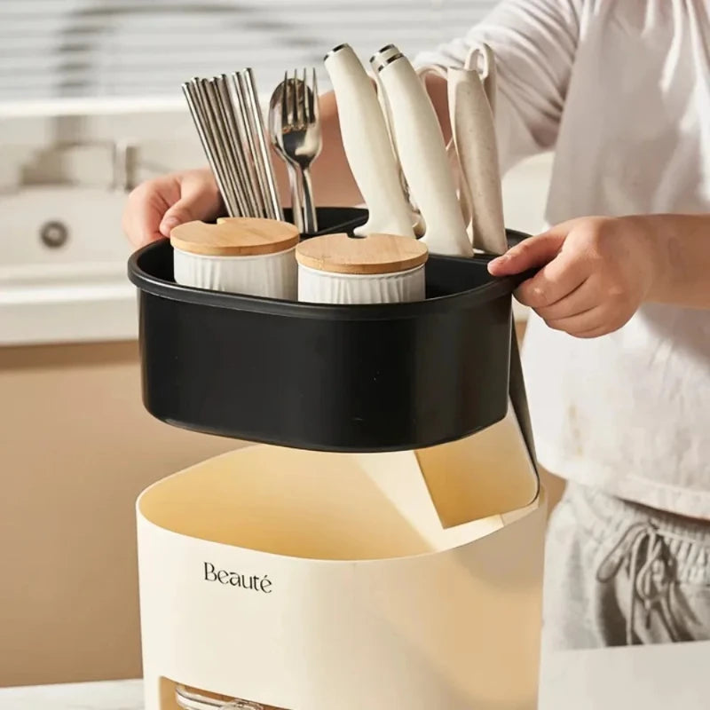 Storage Holders Cute Small Kitchen Organizer Chopstick Box Spice Bottle Storage Holder Large Capacity Rotating Knife Holder Peaceful Pleasures Health and Wellness