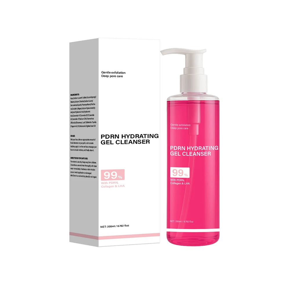 PDRN Hydrating Gel Cleanser, Salmon Pink Foam Cleansing Gel with PDRN & Collagen,Deep Cleansing,Gentle and Non-irritating, 200ml Peaceful Pleasures Health and Wellness 200ml
