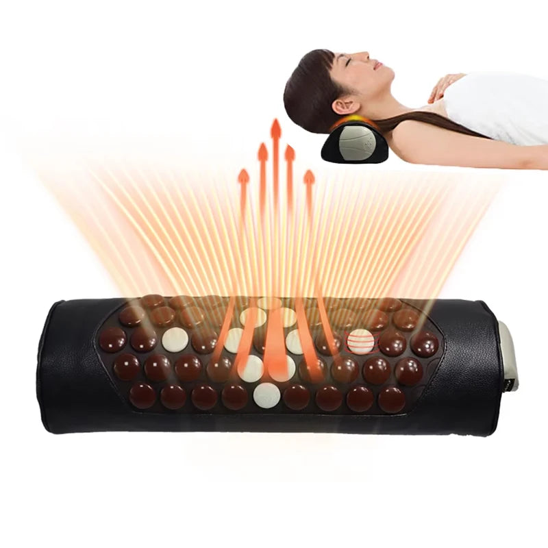 Jade Tourmaline Hot Stone Neck Massage Pillow | Heat Therapy