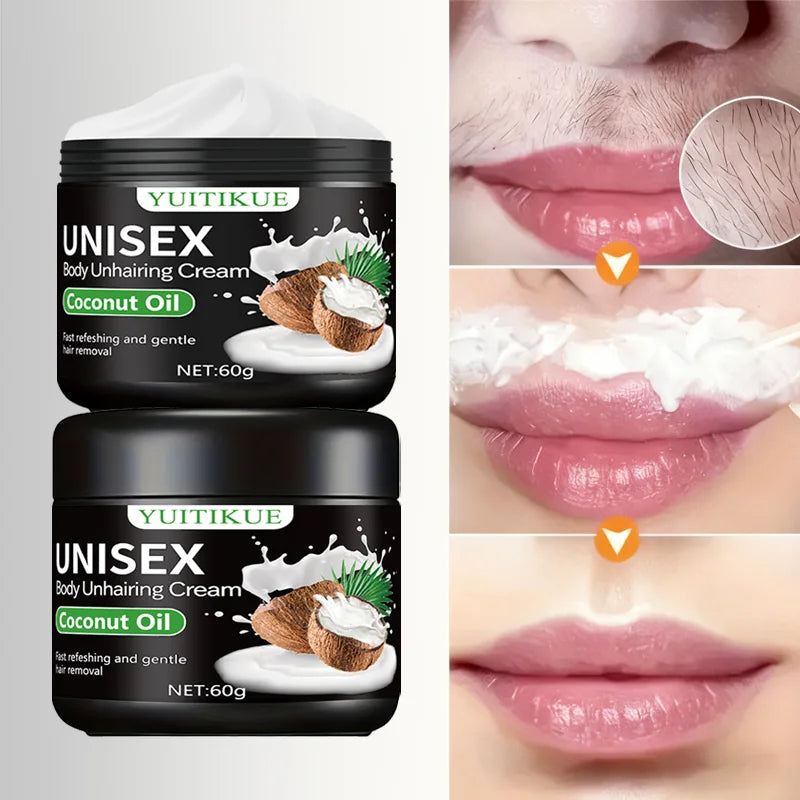 YUITIKUE Hair Removal Cream – Coconut Oil & Aloe, 60g Hair Removal Cream Peaceful Pleasures Health and Wellness Default Title
