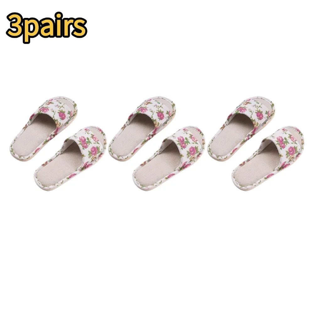 Women's Floral Indoor Slippers – Anti-Slip Flat Home Shoes