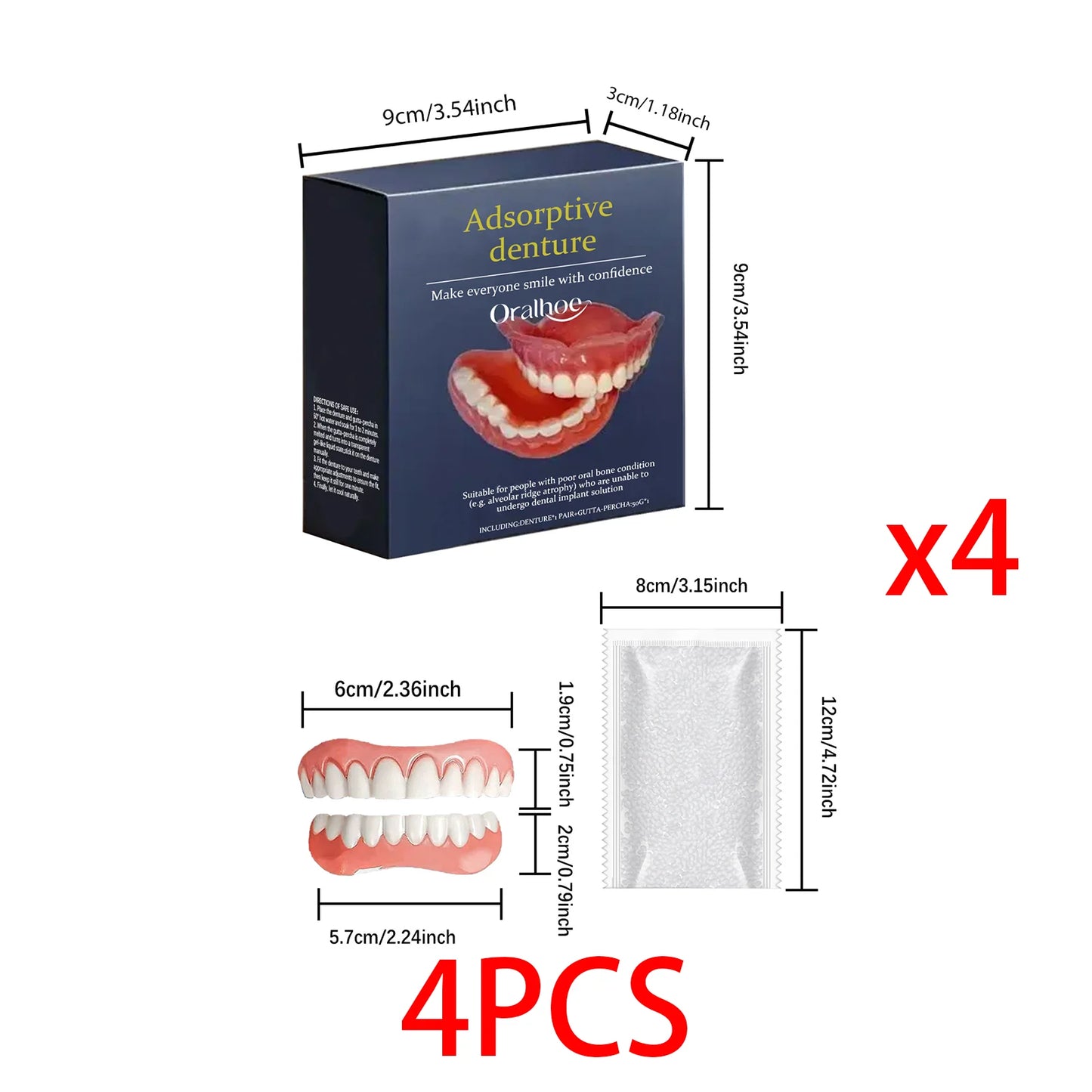 Temporary Cosmetic Dentures Full Set | Moldable Resin Smile Kit