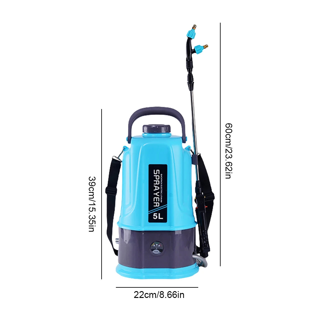 5L Electric Backpack Sprayer 12V High Pressure Automatic Watering Wand with Detachable Lithium Battery for Garden Agriculture Peaceful Pleasures Health and Wellness