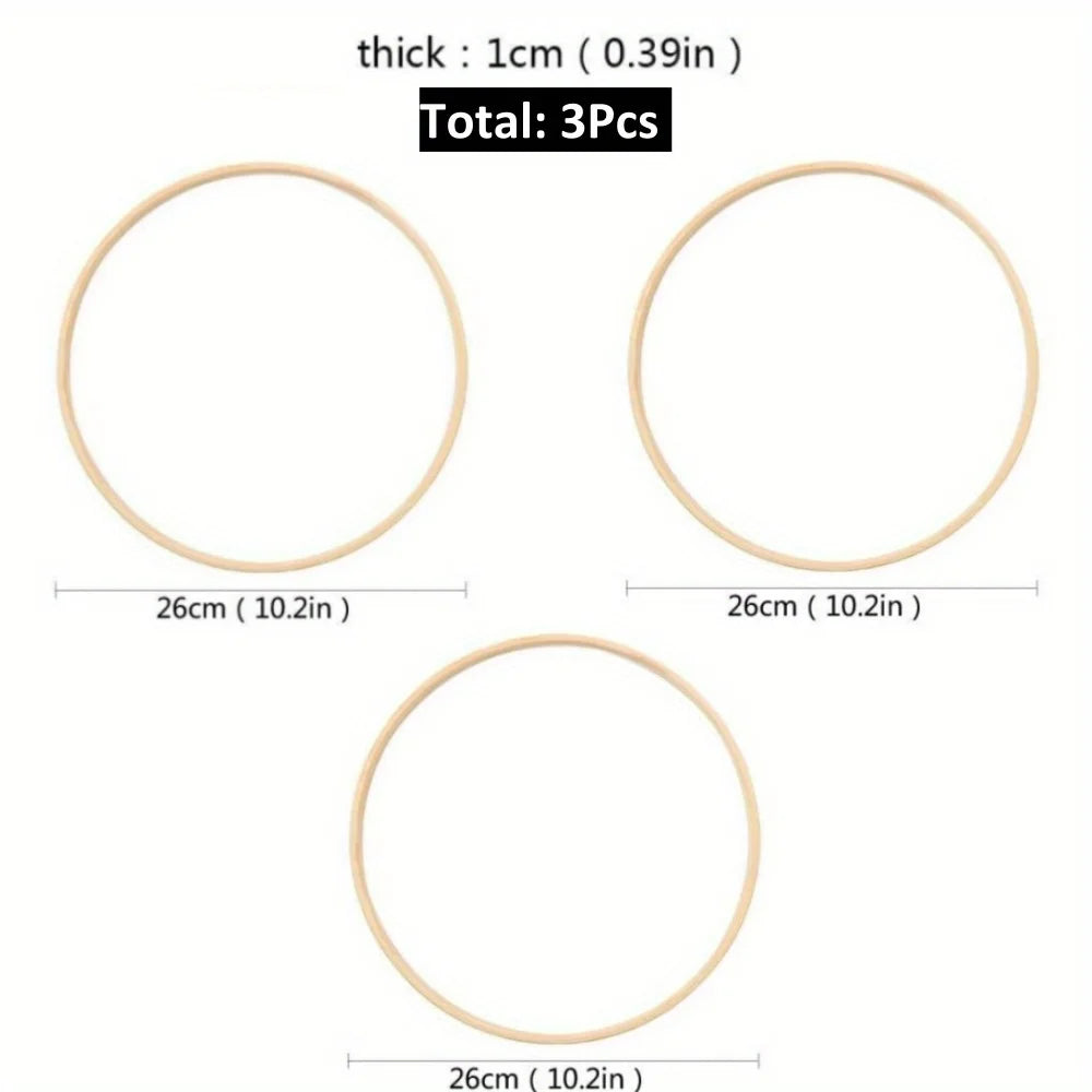 Wreath Rings, 3Pack 4Sizes (6 8 10 12lnch) Wooden Bamboo Floral Hoop Wreath Macrame Craft Hoop Rings for DlY Christmas Wedding Peaceful Pleasures Health and Wellness 10.2in